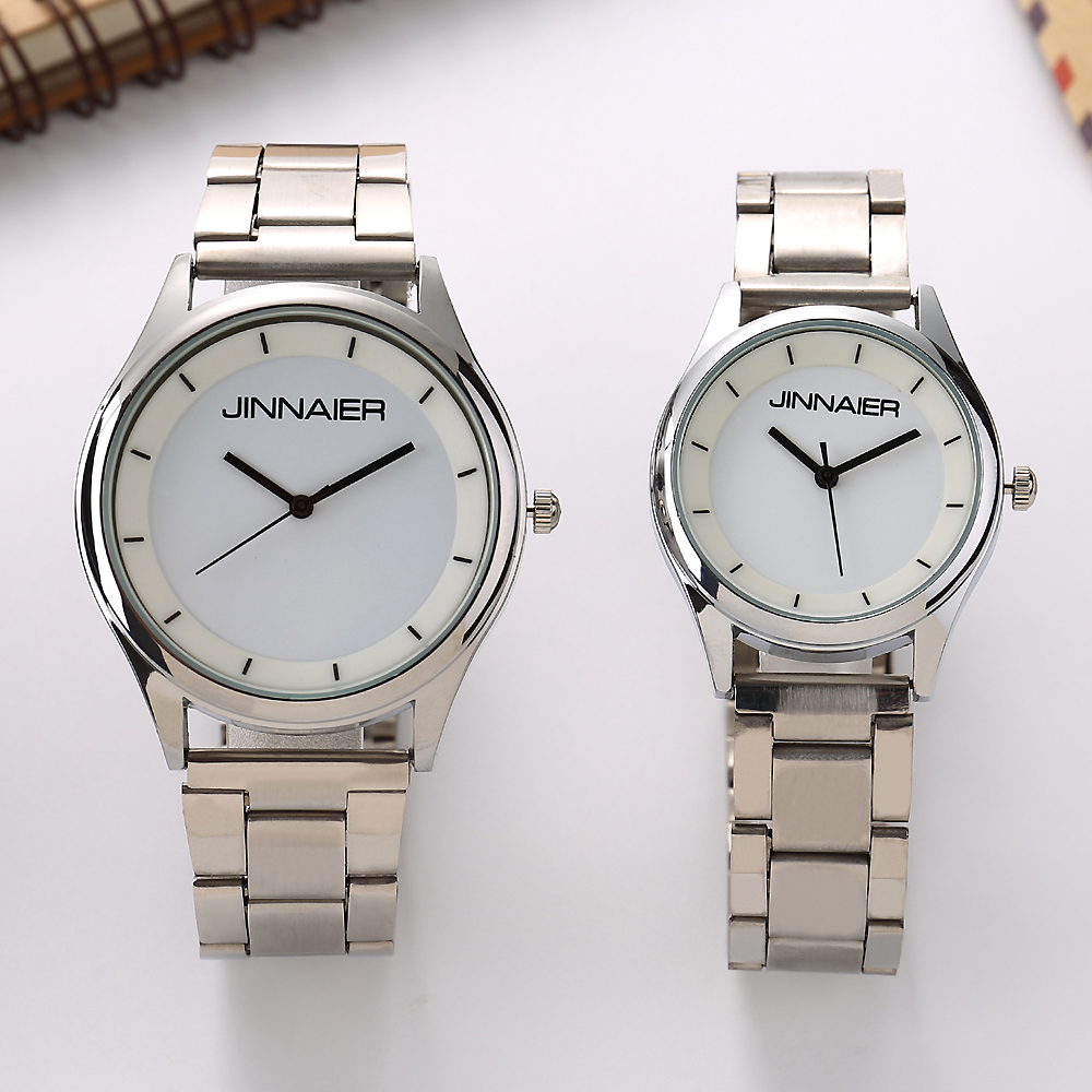 

Fashion Casual Jinnaier couples mean woman steel metal strap quartz wrist Watch, Slivery;brown