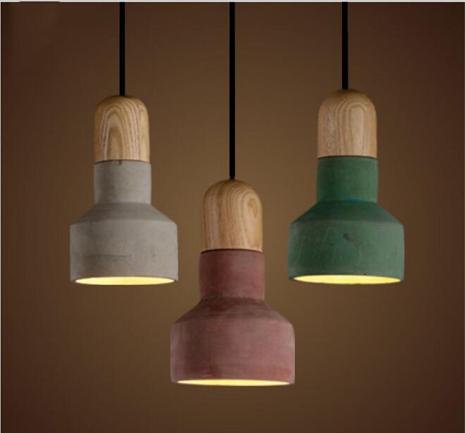 

Japanese style led pendant ligth cement hanging pendant lights 3 color lampshade restaurant lights vintage chandeliers