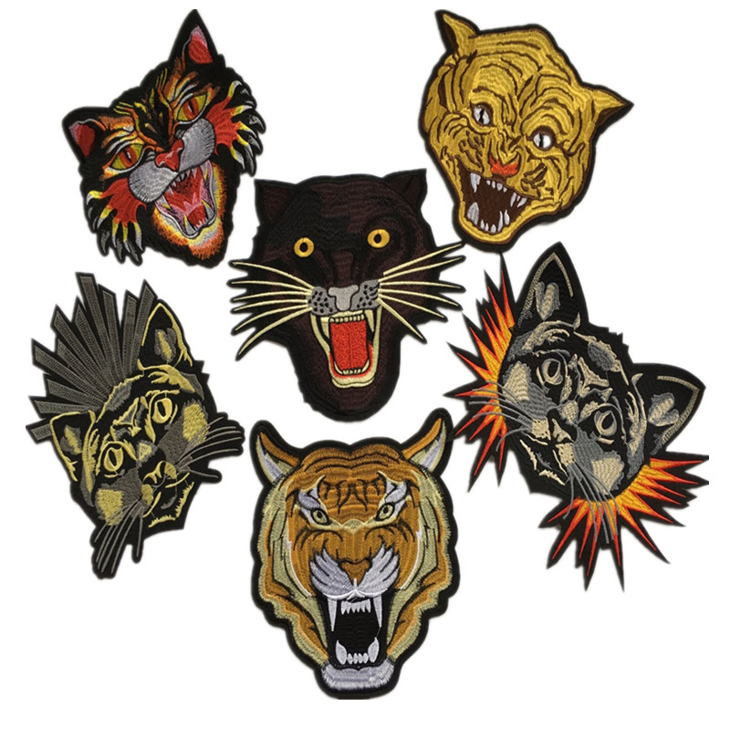 

1 piece patches embroidered zakka tiger iron sew-on zakka appliques animal head accessories for sewing quilting diy beautiful