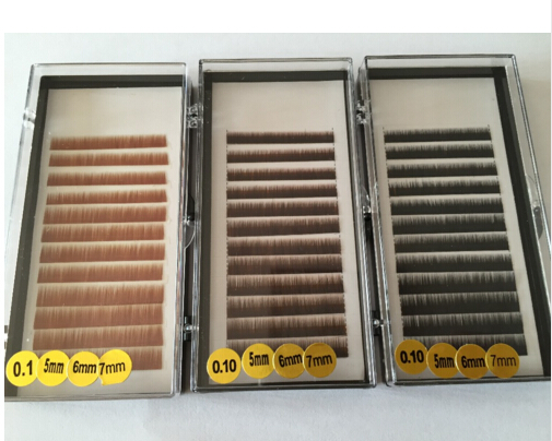 

New Arrival Eyebrow Extension Faux Mink Hair Professional Makeup Tools 1Pc/lot Mix Length 5/6/7mm 0.10/0.15 Dark&Brown Color