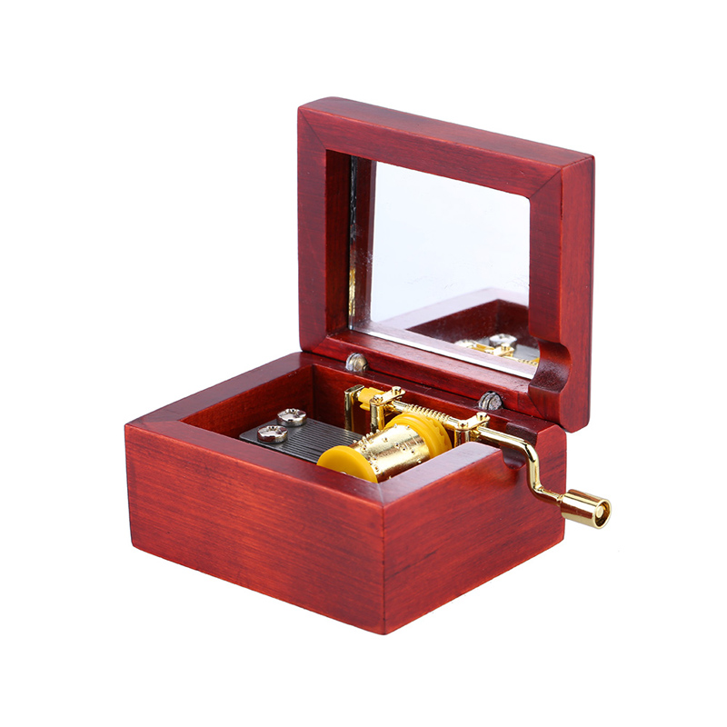 

Classical Wood Musical Box Hand Crank Music Box With Mirror Best Gifts for Girls