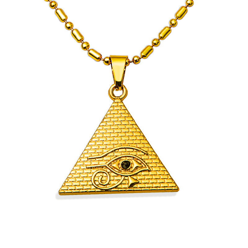 Fashion Men Hip Hop Eye Pyramid Pendant Necklaces 18K Gold Plated Jewelry Trendy Long Chain Necklace For Mens