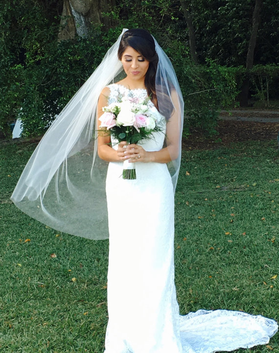 

New Best Sale One Layer Fingertip Length White Ivory Cut Edge Veil Bridal Head Pieces For Wedding Dresses