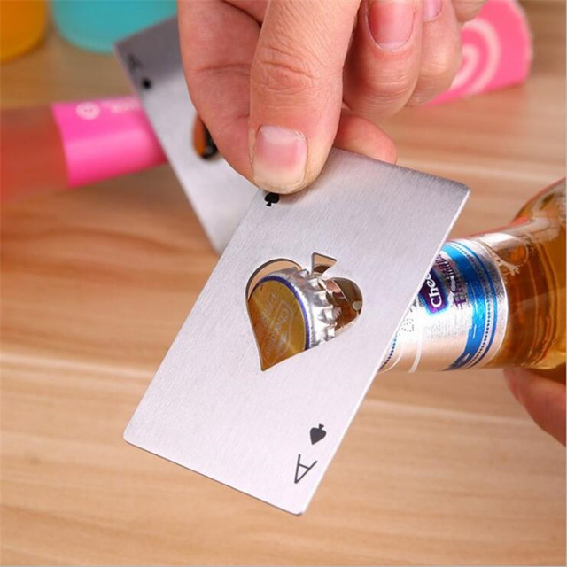 

5pcs/Set Smart Poker Card Ace of Spades Bar Soda Beer Bottle Cap Stainless Steel Opener