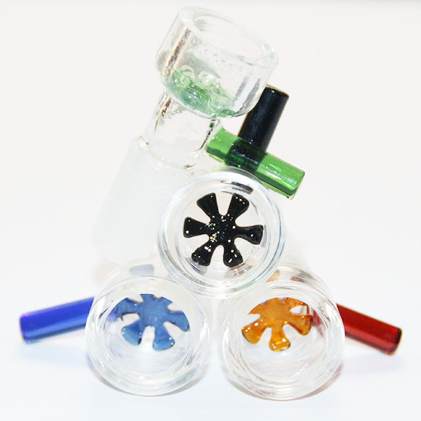 

2Pcs 14mm 18.8mm Snowflake Filter Glass Bowls for Glass Water Pipes and Bongs Ash Catcher Glass smoking Bowl