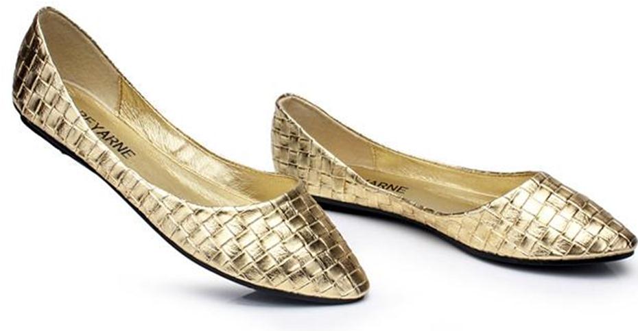 Sapatos Femininos Chaussures Femmes En Cuir PU Or Argent Femmes Ballet Pour Femmes Plat Simple Chaussures Casual Chaussures Livraison Gratuite