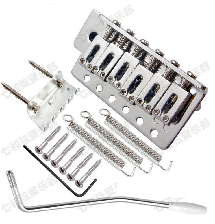 1 Set Chrome 6 Strings Electric Guitar Tremolo Bridge With Bar Guitar Parts Musical instrument accessories-image-385667301