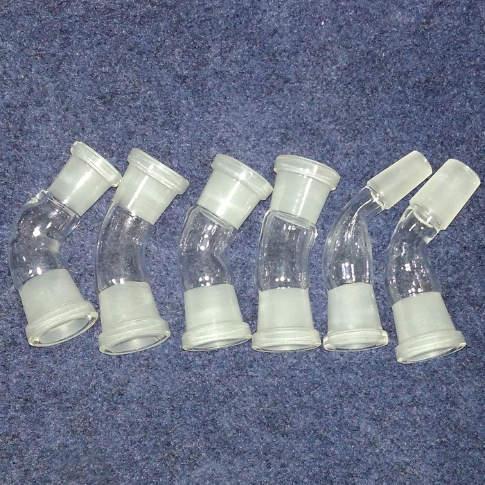 

20 styles 45 DEGREE ANGLE glass bong ADAPTER 18mm 14mm and female male choose glass pipe conventer 45 degree 14.4mm 18.8mm