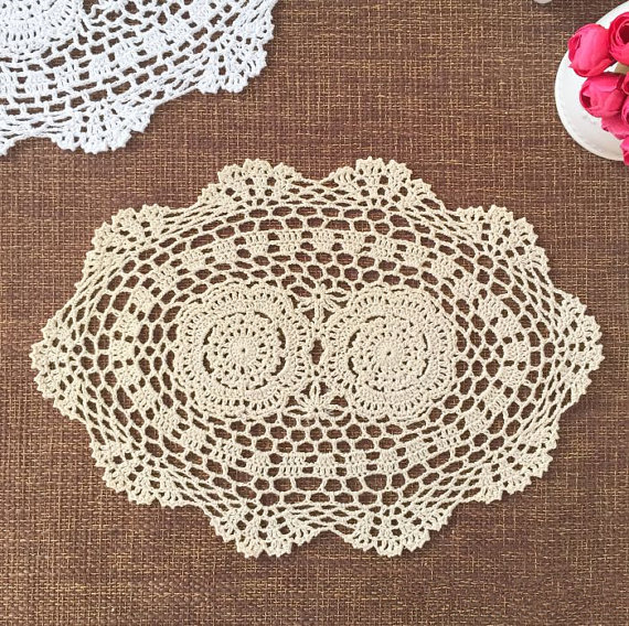 

Wholesale- 6pcs 26x40cm hand crochet centerpieces for wedding handmade placemats OVAL crochet doilies home decor handmade crochet