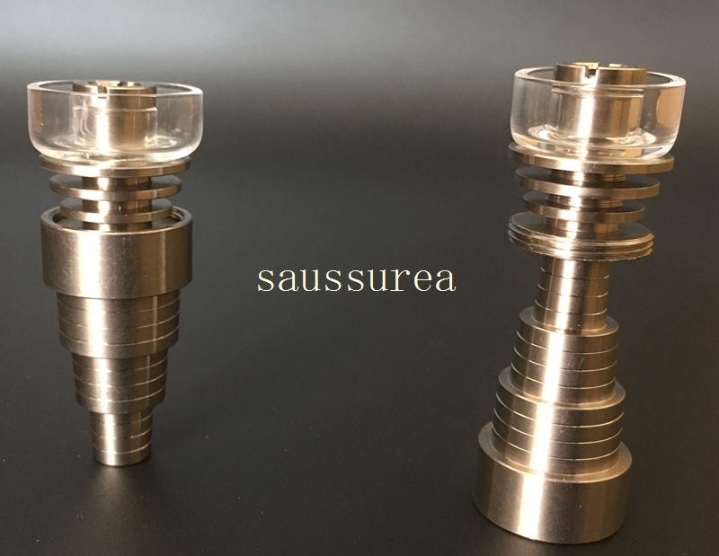 

2016 Newest 6 In 1 Domeless Titanium Nail With Quartz Carb Cap Banger Titanium Nails 10mm 14mm 19mm Female Male Joint For Glass Bong