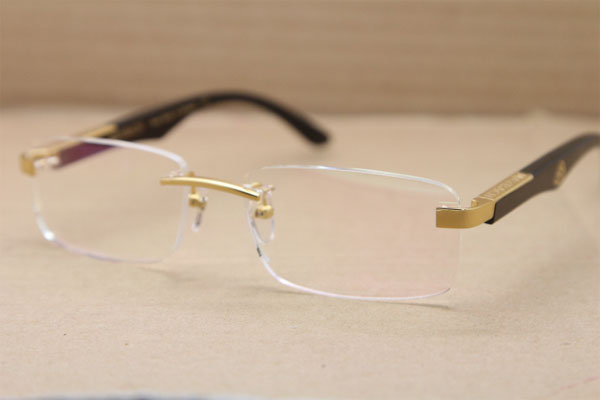 

New Rimless Mbybach Eyeglasses square THE ARTIST Black Buffalo Horn Eyeglasses Men popular Metal Glasses Size:56-18-135mm