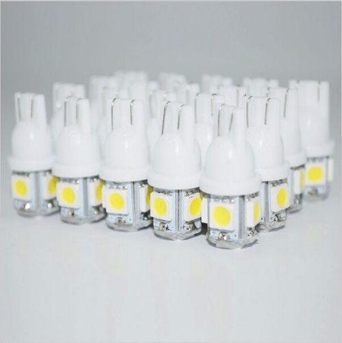 

200Pcs/Pack Super White T10 Wedge 5-SMD 5050 LED Side Tail Plate Parking Dome Plate Light bulbs W5W 2825 158 Cold White 6500K