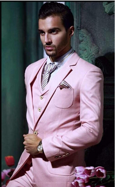 

Custom Made Handsome One Button Pink Groom Tuxedos Notch Lapel Best Man Groomsman Men Wedding Suits ( jacket+Pants+vest+tie), Royal blue