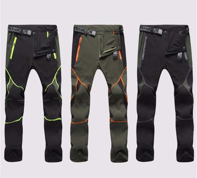 

Wholesale-Summer Elastic cycling Biking Trousers mountaineer Hiking pant Men outdoor anti-UV breathable sport quick-dry camping Fishing P4, Black green strip