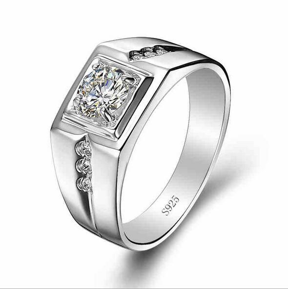 

7/8/9/10/11 925 sterling silver retro men inlay zircon High imitation diamond wedding ring