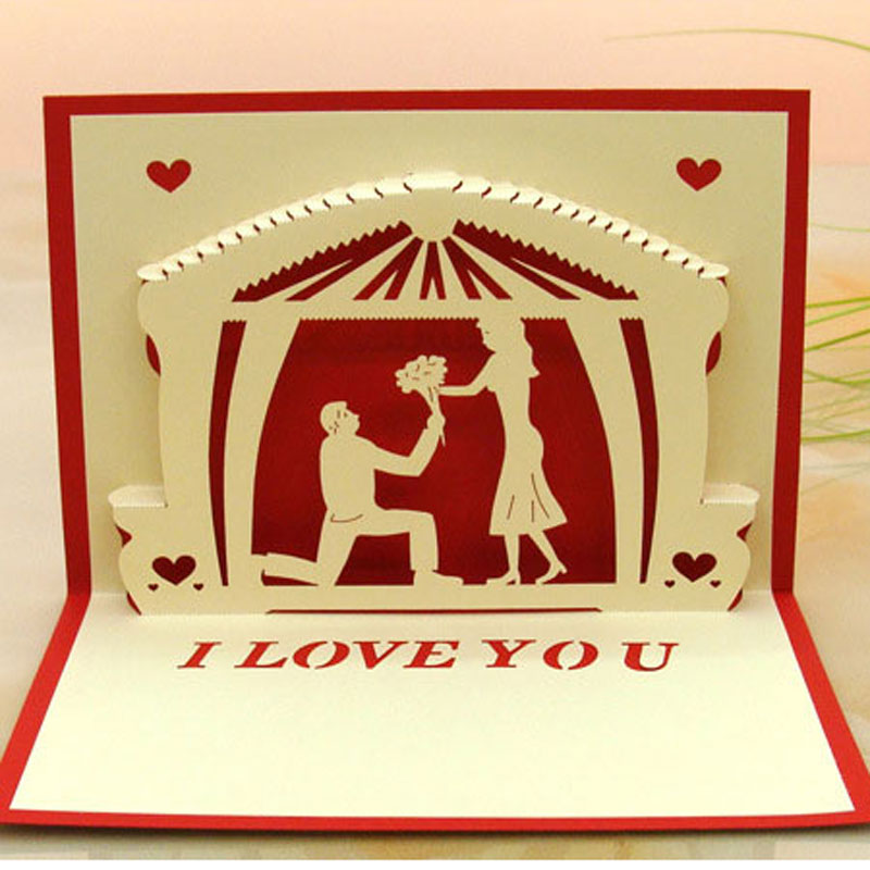 

Handmade Kirigami & Origami 3D Pop UP I love you Card Creative Valentine's Day Gift&Greeting Cards Free shipping