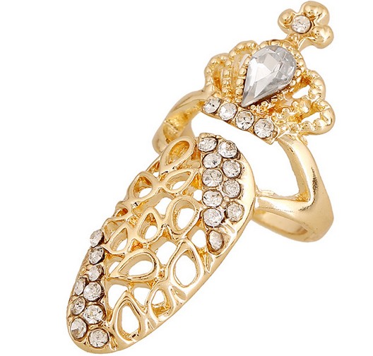 

Finger Rings 4 Styles Fashionable Fingernail Rings Crown , Flower , Cross Charm Finger Nail Rings For Girls /Ladies Gold , Silver