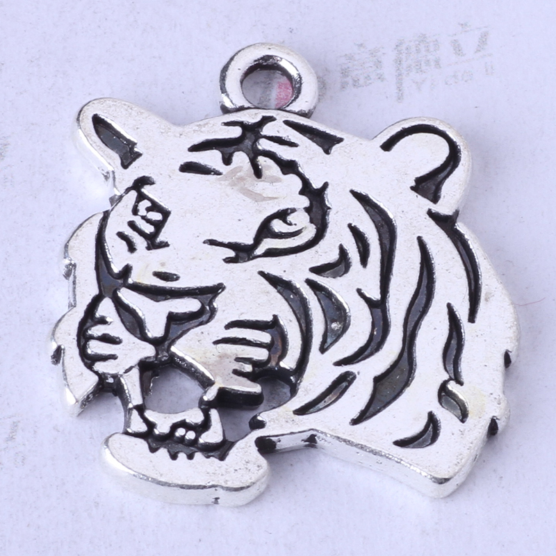 Pendentif tête de tigre, bijoux à faire soi-même, idéal pour bracelet ou collier, breloques antiques en argent/bronze, 100 pièces/lot 115z