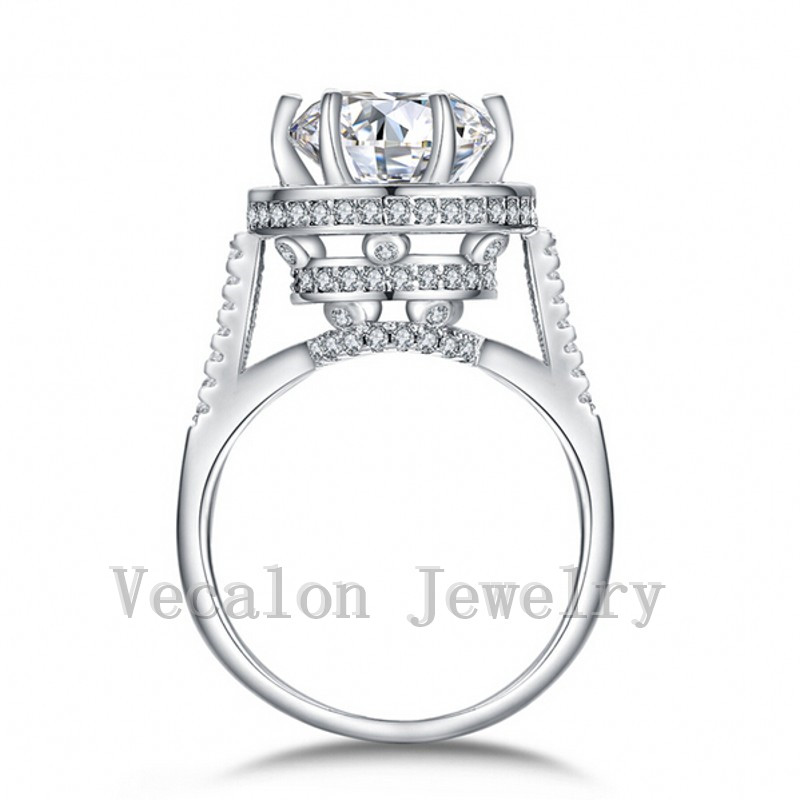 

Vecalon Crown Women Fashion Jewelry ring 4ct Cz diamond 925 Sterling Silver Engagement wedding Band ring for women Gift