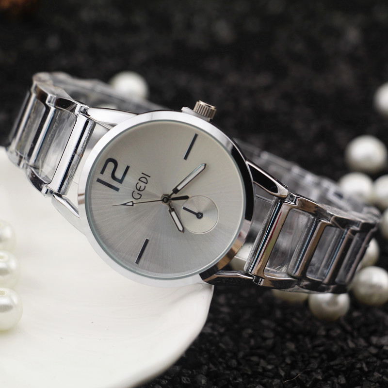 

Free shipping!Water proof!stainless steel band and case,simple dial,Gedi fashion woman lady quartz bracelet watches,hot selling!3198, Slivery;brown