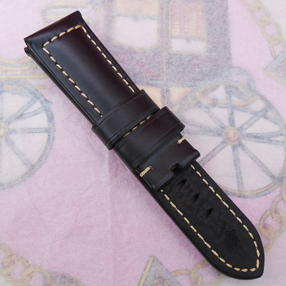 

26mm Width 125/75mm Length luxury high quality Calf Leather Black Strap For PAM LUNMINOR RADIOMIR watch, Black;brown