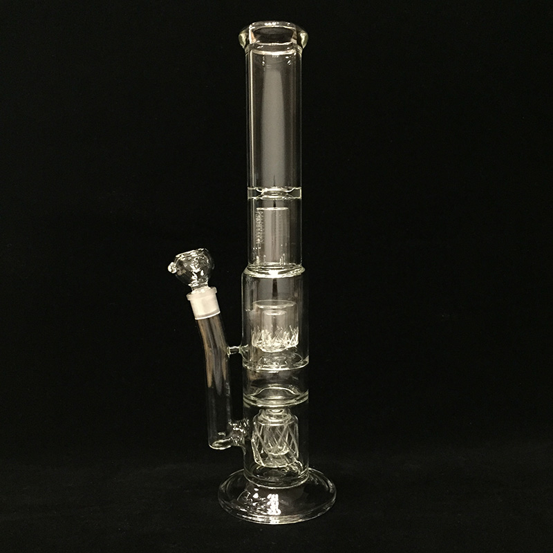 

Glass Bong Oil Rigs height 18 inches and 18.8mm joint Recycler Triple birdcage Perc glass pipes