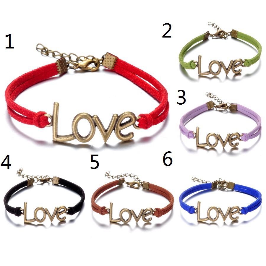 

2016 Vintage LOVE Leather Bracelets 6 colors Bronze multilayer woven Charm Bracelet For men&women Fashion DIY Jewelry Bracelets