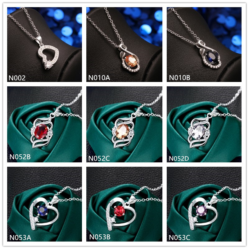 

Brand new fashion women's gemstone 925 silver Necklace Pendant 10 pieces a lot mixed style,cheap sterling silver Pendant Necklaces EMN34