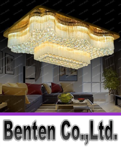 

New European Style Rectangular K9 Crystal Lamps LED Ceiling Light Dinning Room Hotel Villas Luxury Rectangular Living Room Lighting LLFA