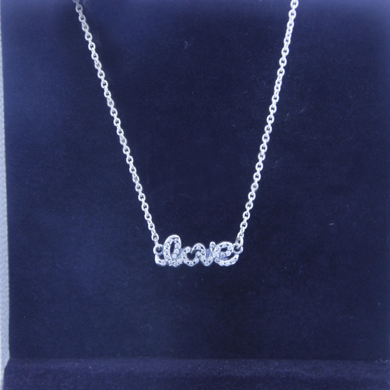 

100% 925 Sterling Silver pendant necklaces Europe Jewelry Signature of Love Silver Necklace New Original women Necklace DIY Jewelry
