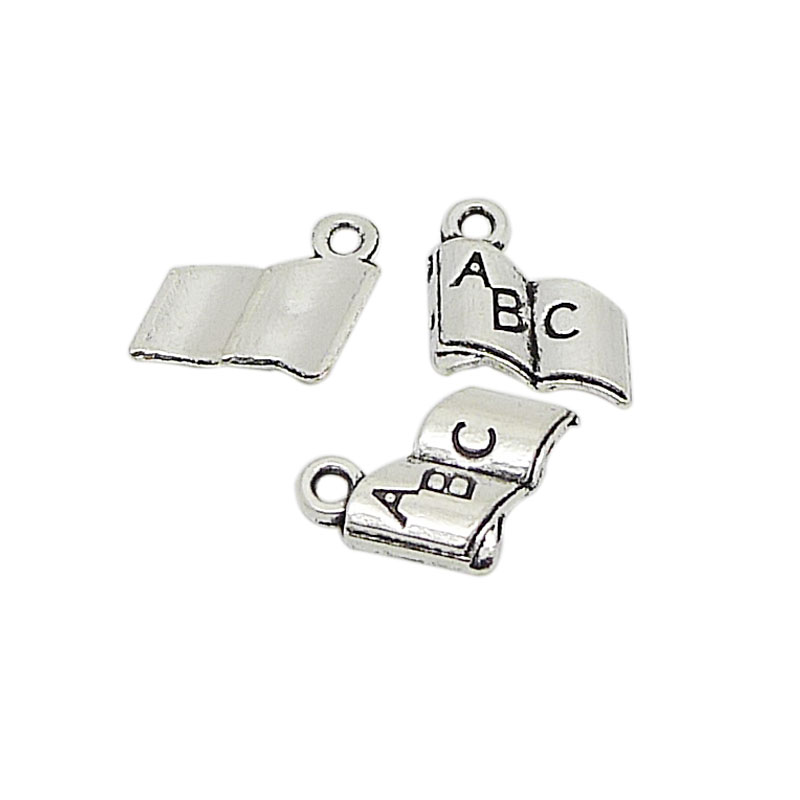 

Vintage ABC Carved Book Shape Zinc Alloy Accessories Charms 11*12mm AAC1127