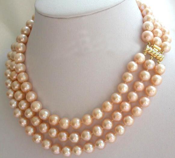 9-10 mm Naturel Blanc Akoya Collier De Perles 18/" Or 14K Fermoir AA Belle