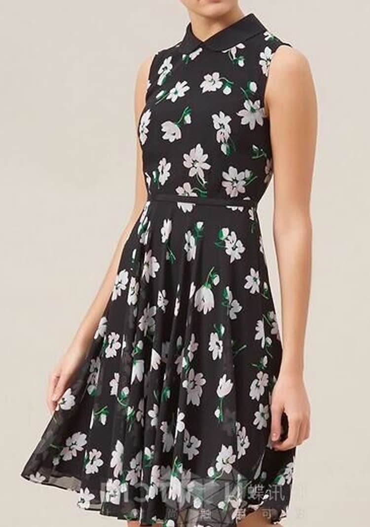 

Floral Flower Print Women A-Line Dress Sleeveless Casual Dresses 038804, As pictures