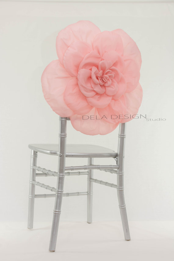 

2016 3D Big Flower Wedding Chair Sashes Romantic Organza Chair Covers Floral Wedding Supplies Luxurious Wedding Accessories 02, Pink