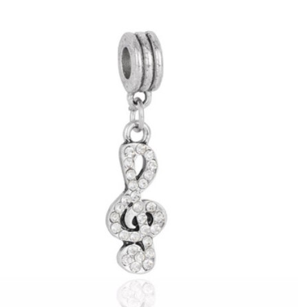 

Fits Pandora Bracelets 30pcs Musical Note Crystal Silver Charms Bead Dangle Charm Beads For Wholesale Diy European Sterling Necklace Jewelry