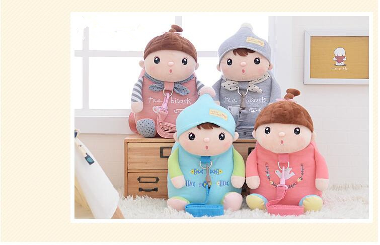 

Baby Girl Boy Plush Dolls Backpack with Haulage Rope Kids Children Cartoon Bags Christmas Festival Creative Gifts HSS 004, As picture