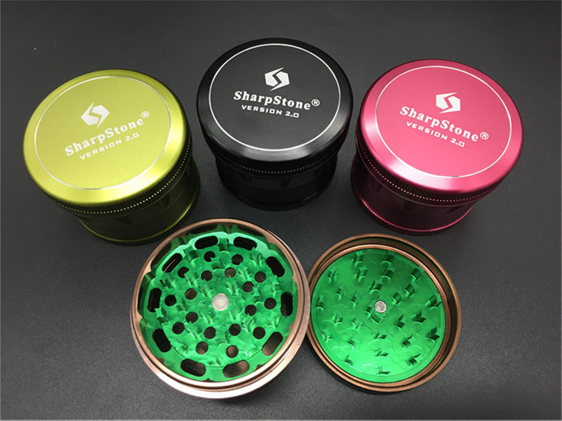 

High quality 4PC 63mm SharpStone version 2.0 herb grinder Aluminium Metal Smoking Grinders Tobacco Crusher Sharp Stone herbal Grinder