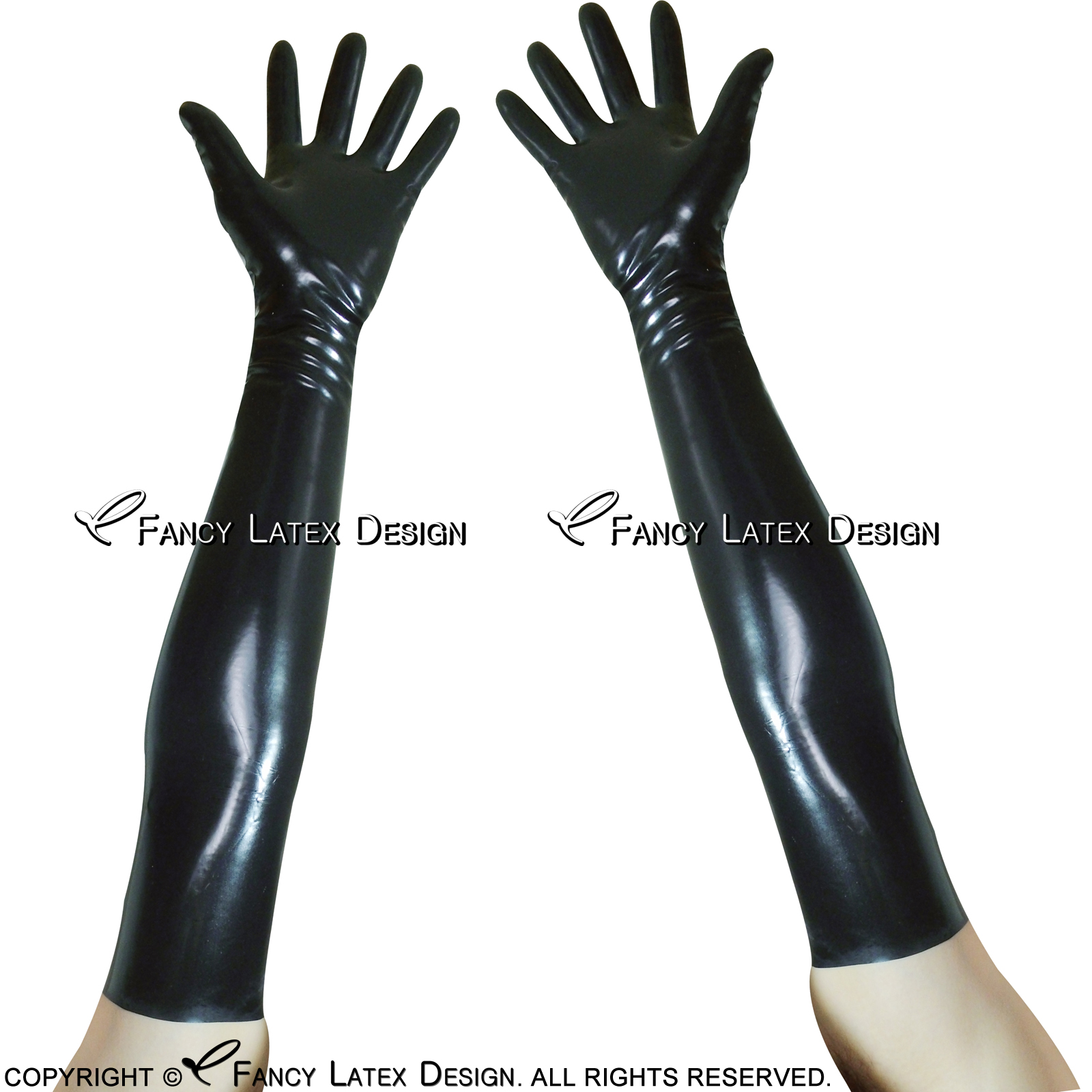 

Black Sexy Long Latex Gloves Arm Length Rubber Mittens Plus Size 0014
