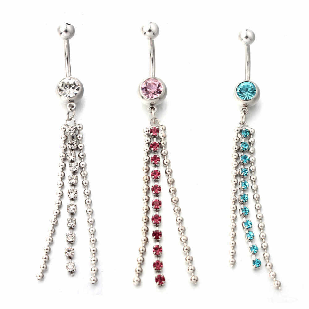 

D0676 ( 3 colors ) Nice style belly ring Clear color ,pink ,aqua.as imaged piercing body jewlery navel