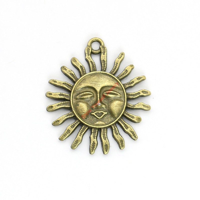 

15pcs Antique Bronze Plated Sun Face Charms Pendants for Bracelet Jewelry Making DIY Necklace Craft 33x29mm