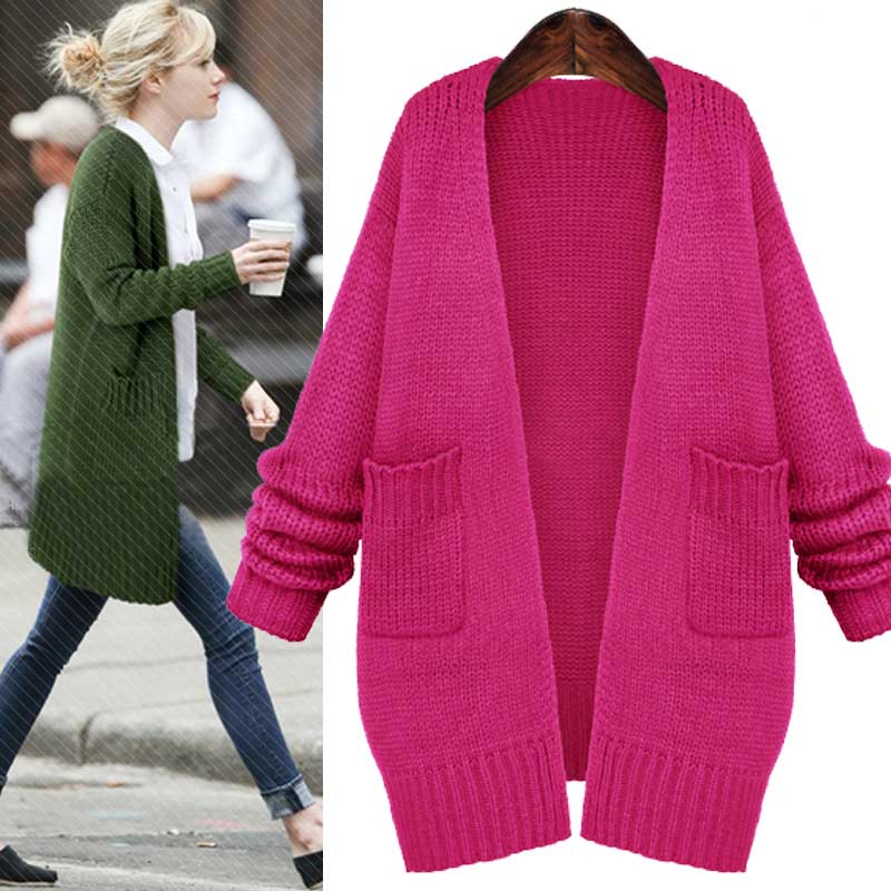 

Wholesale- 2015 autumn sweater outerwear women's fashion medium-long loose plus size long-sleeve sweater female cardigan, Black