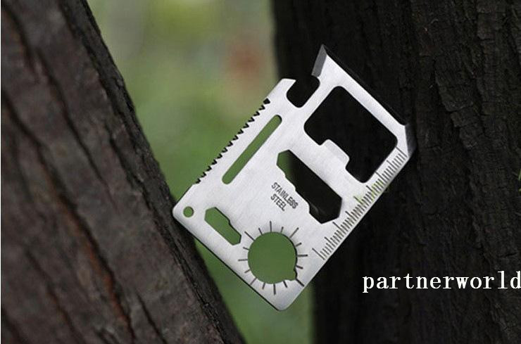 

200PCS Stainless Steel Multi Credit Card Tools, Outdoor Survival Camping Portable Pocket Wallet Tool Knife With Leather Package