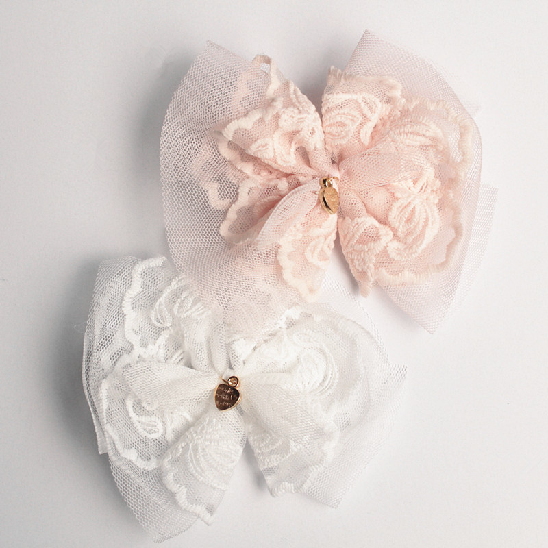 

Lace Gauze Korea Style10pc/lot Hair Clips Lovely Gauze Bows Baby Kids Hairbands with Mini Hearts Princess Headbands White Hair, Mixed headbands