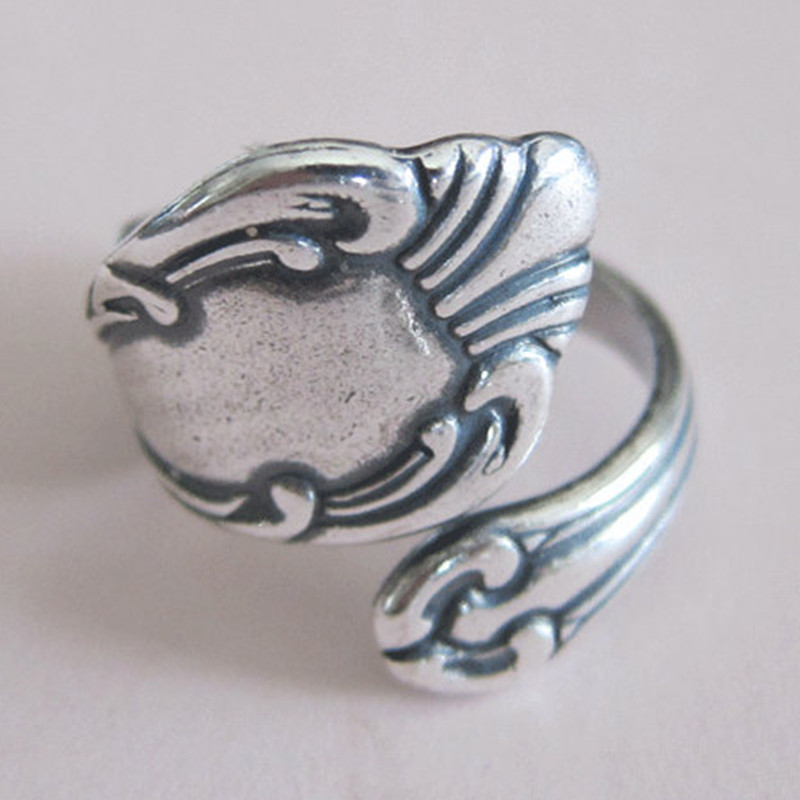 

Antiqued Silver Spoon Ring Adjustable Ring Thumb Fashion Jewelry Ring