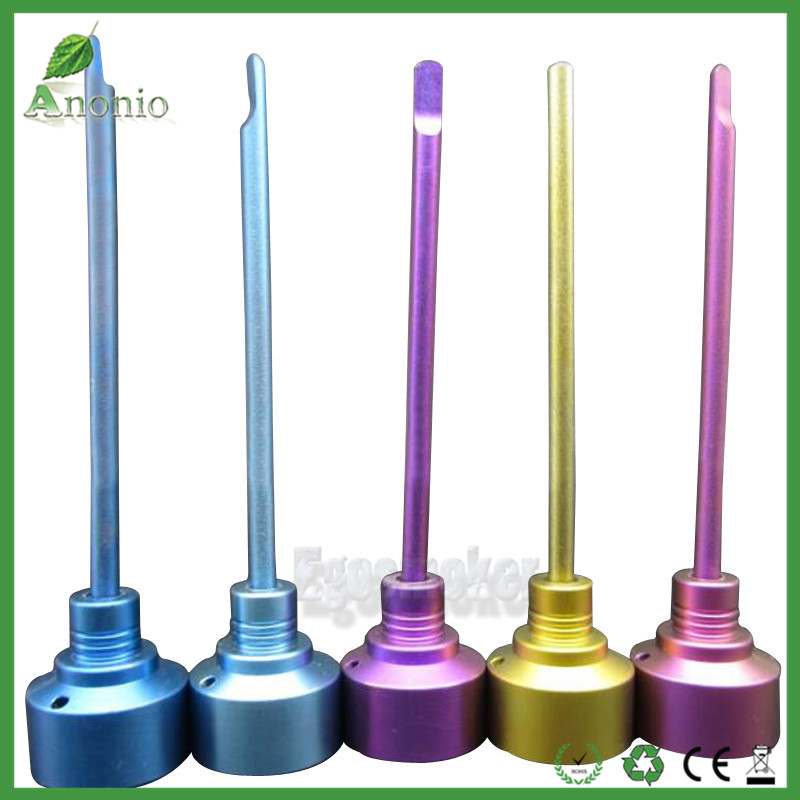 

Domeless Titanium Nail Color Anodized Colorful gr2 Titanium Carb Cap With Dabble On top One Angled Hole Titanium Carb Cap Dab Tools