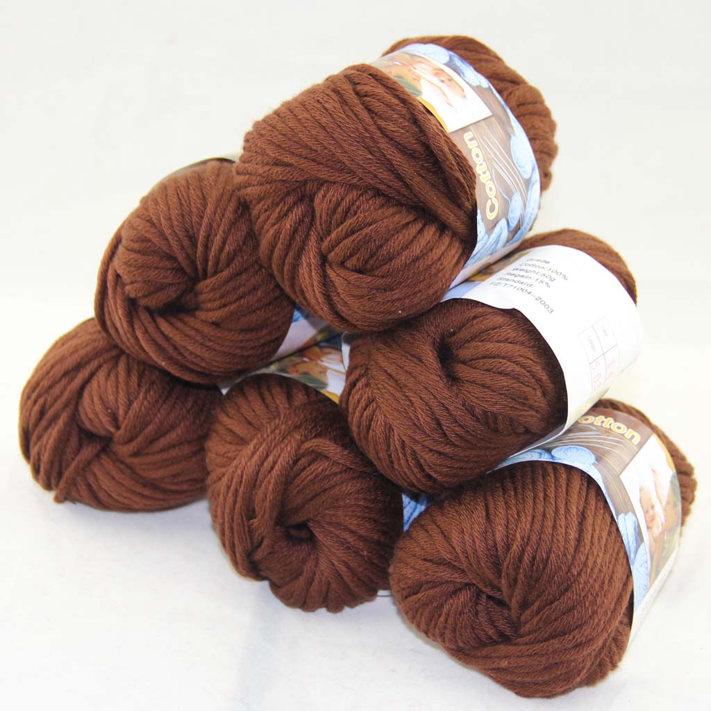 

LOT of 6 BallsX50g Special Thick Worsted 100% Cotton Knitting Yarn Chocolate 2214