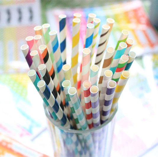 

30 Colors Striped Paper Straws Disposable Biodegradable Party Straws New and Novel Birthday Party Favor 100pcs/lot DEC041