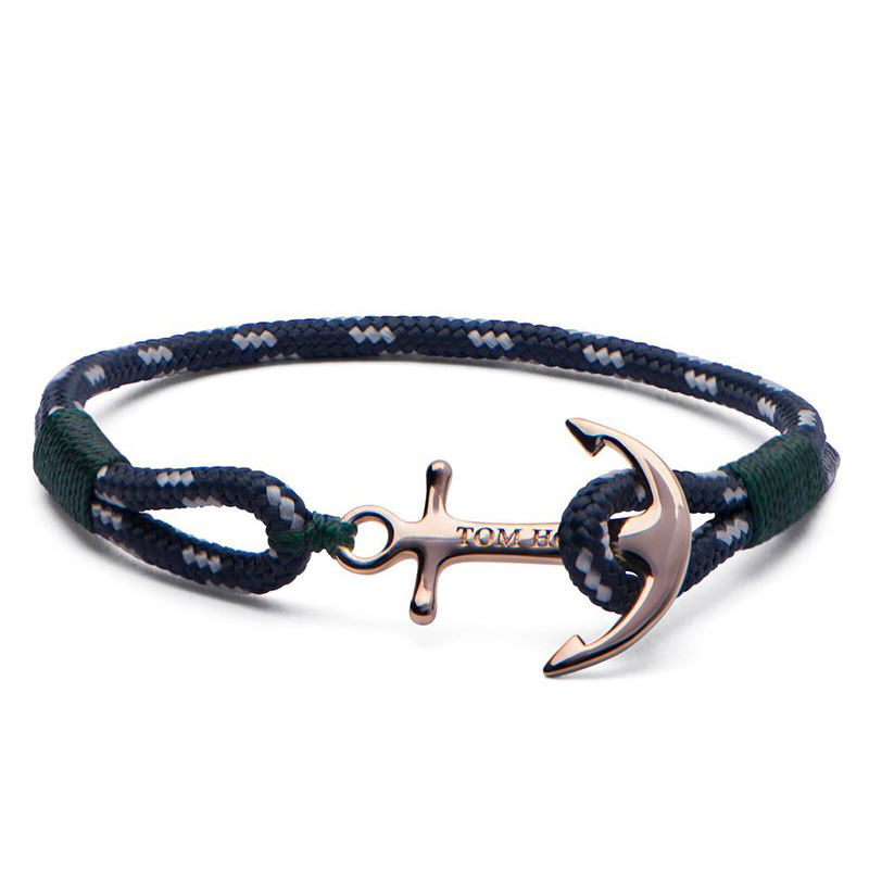 Tom Hope Bracelet en acier inoxydable de couleur doré breloche bracelet bracelet vert à fil vert bracelet à la main avec tag et boîte TH17
