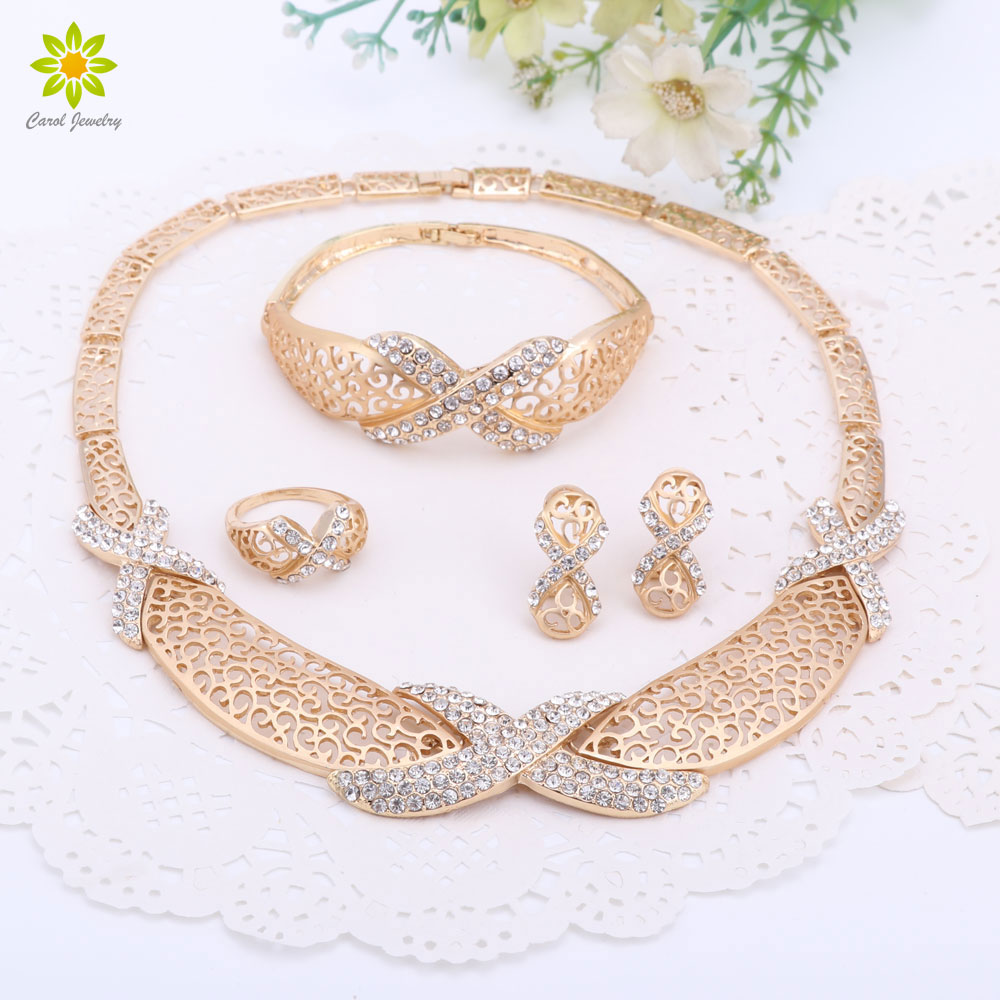 Nouveaux breloques offre spéciale mode nouveauté Costume africain femmes mariage plaqué or cristal ensembles de bijoux livraison gratuite