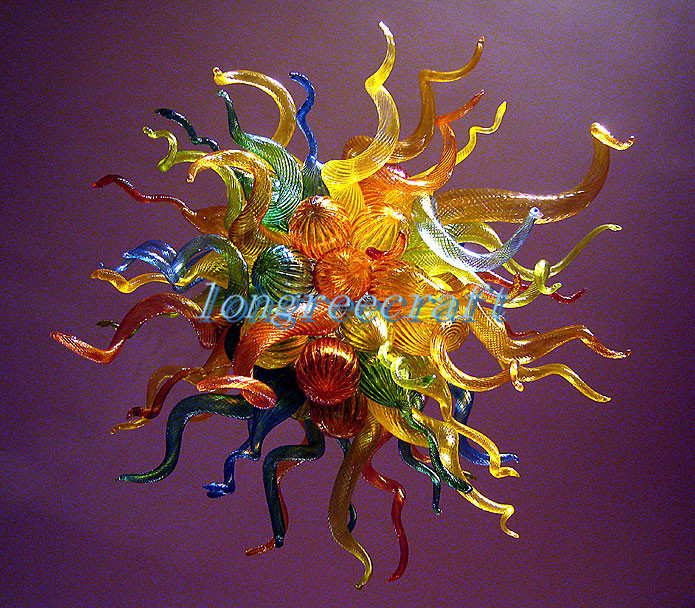 

Ceiling Lights Mouth Blown 110v/120v LED Bulbs Hanging Elegant Light Crystal Chandelier Glass Lamp